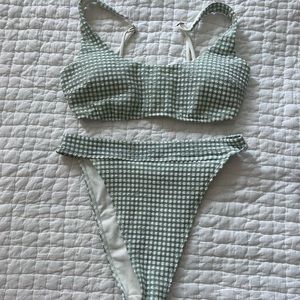 Abercrombie & fitch gingham green bikini